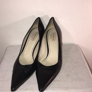 Coach leather slip on heels size 10.